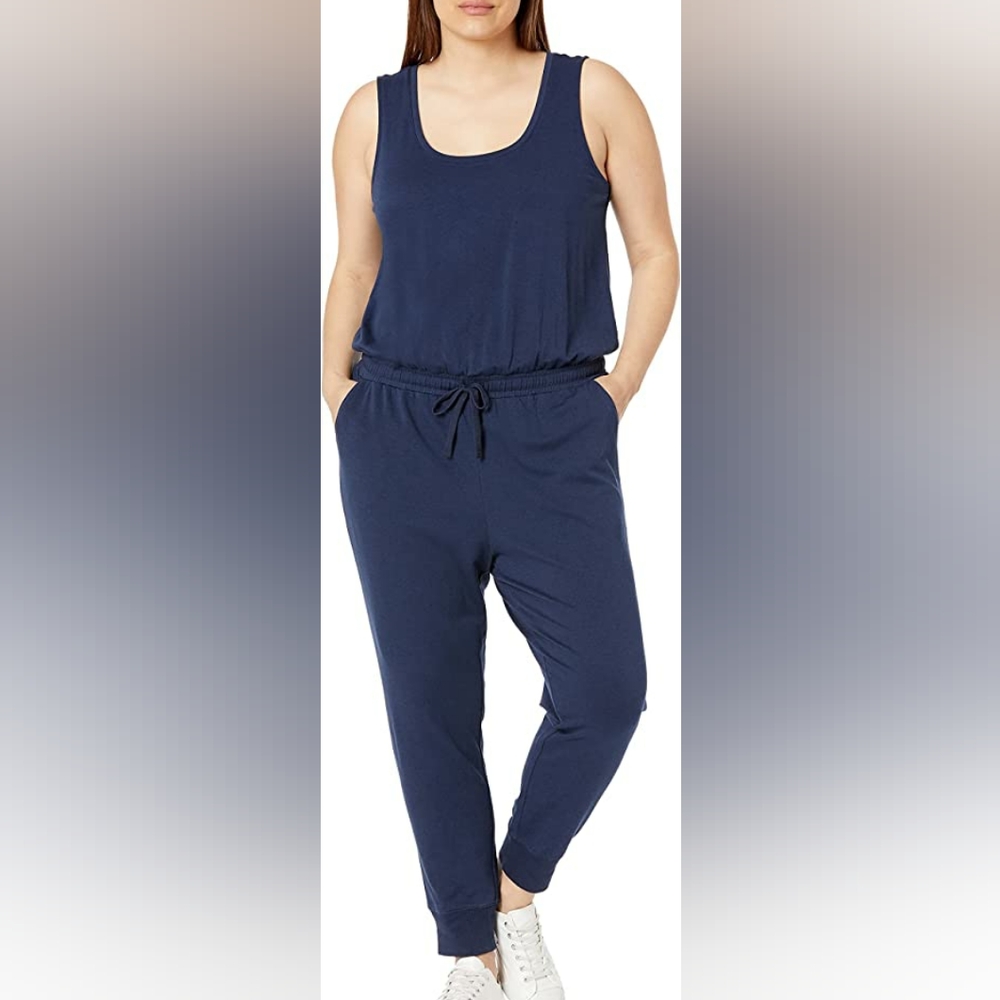 Womens Navy Blue Color Tank Top Romper (M)